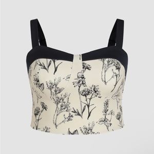 XXL Cider Black and Cream Floral Contrast Tank top